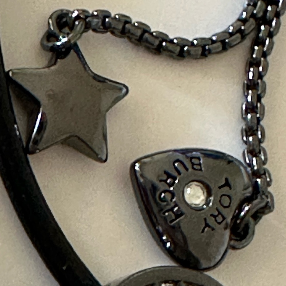Tory Burch Black and Silver leather slider Bracelet - Picture 3 of 7